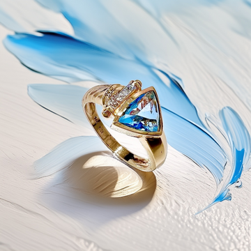 Trillion-Cut Blue Topaz Diamond Ring