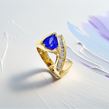 Trillion-Cut Tanzanite Diamond Ring | Unique Rings