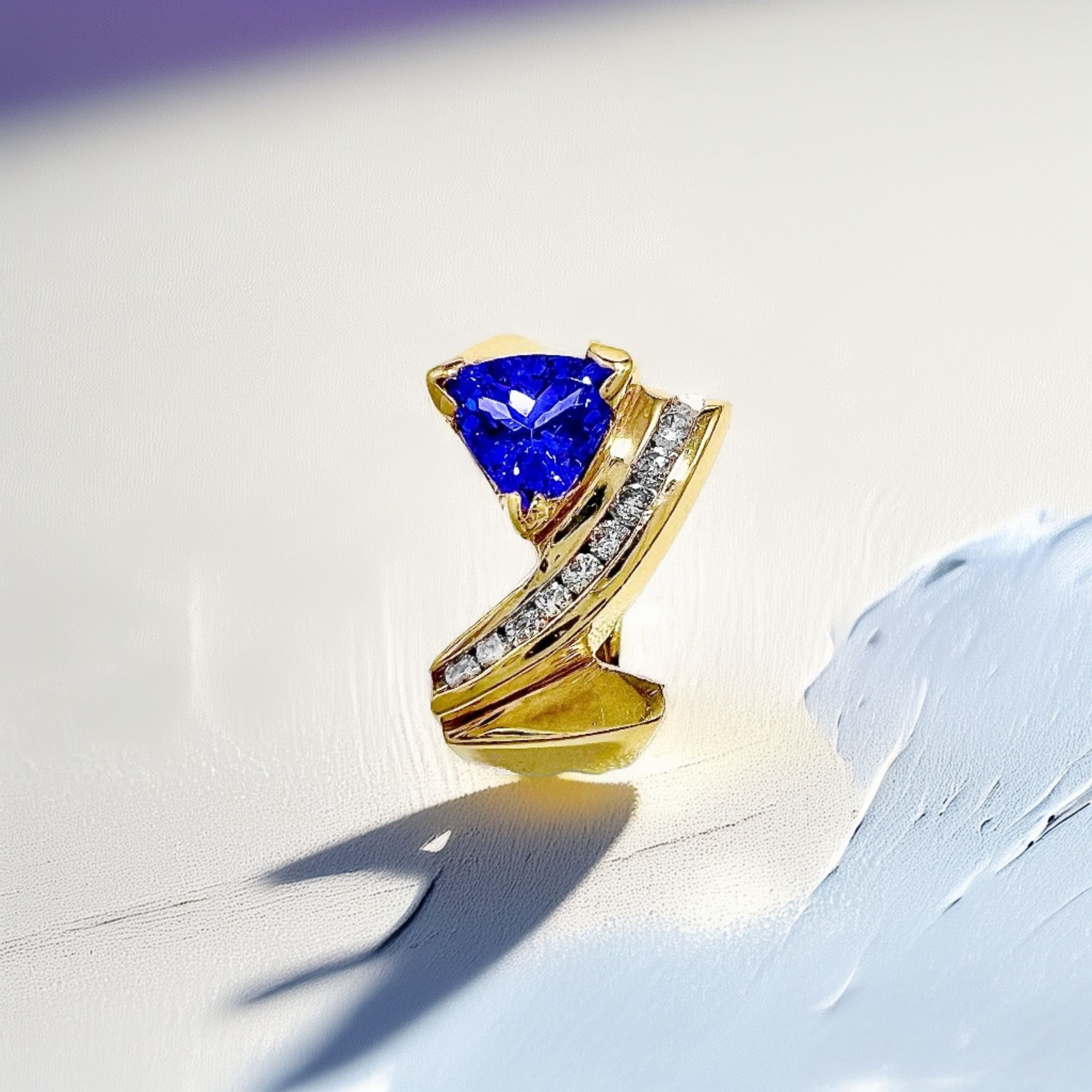 Trillion-Cut Tanzanite Diamond Ring | Unique Rings