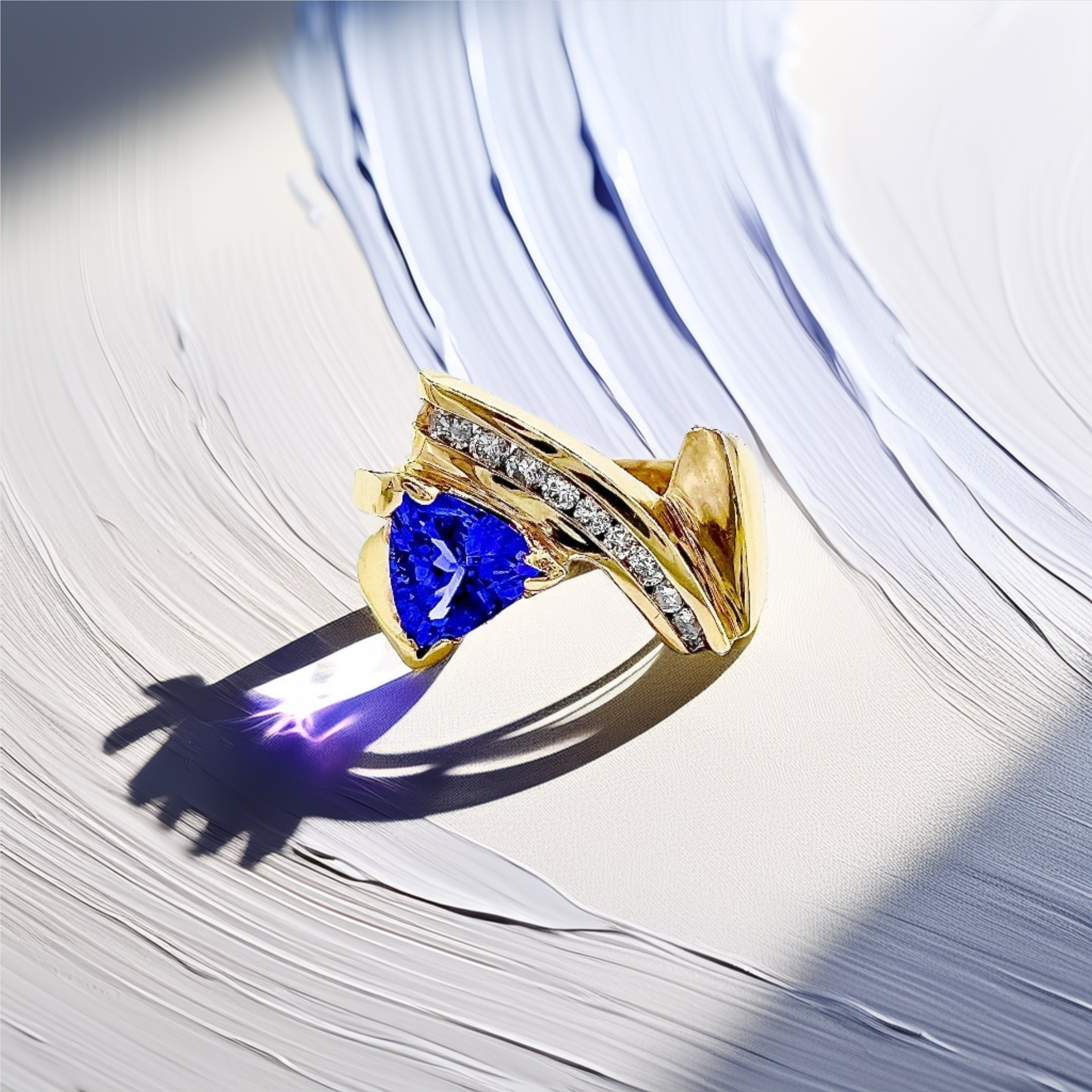 Trillion-Cut Tanzanite Diamond Ring | Unique Rings