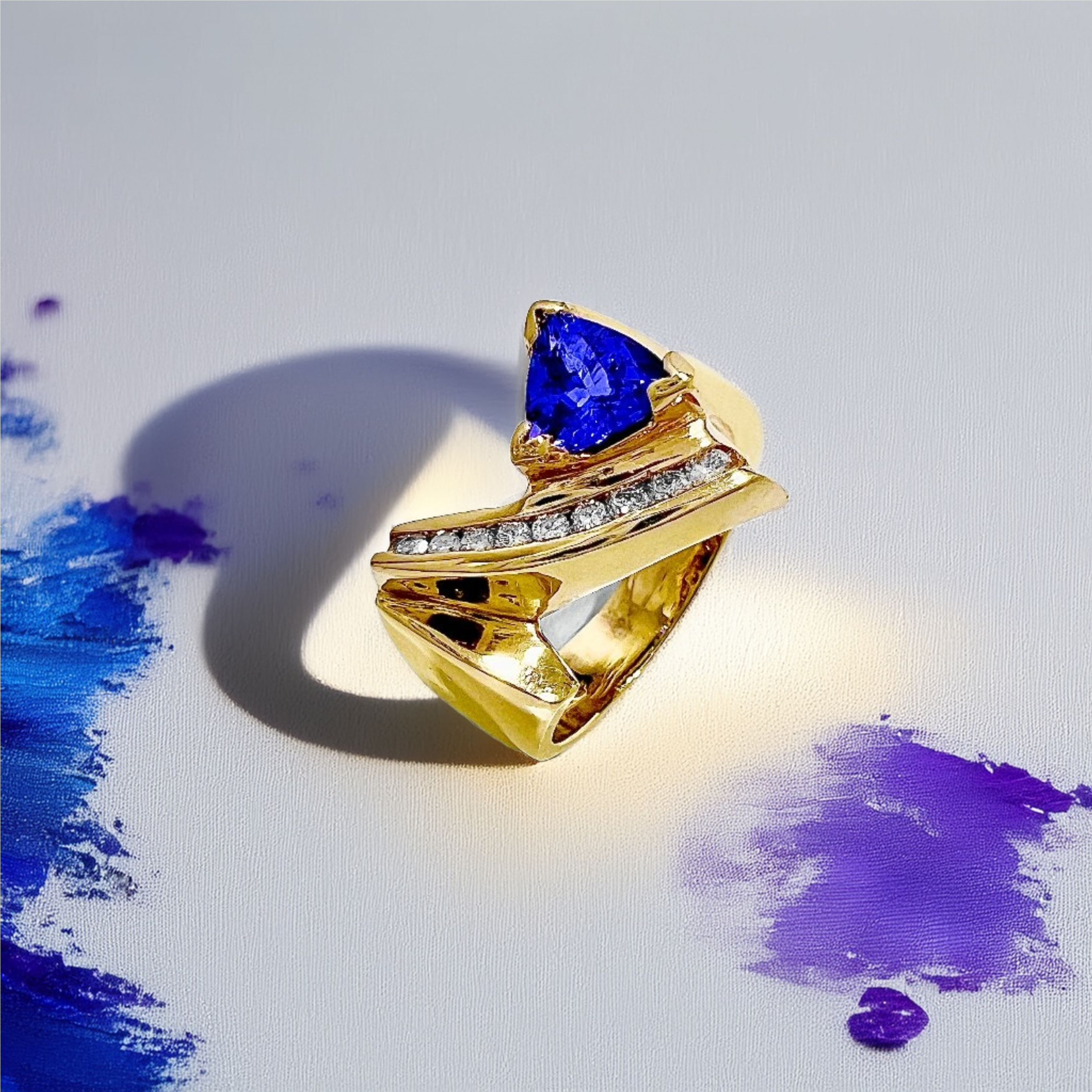 Trillion-Cut Tanzanite Diamond Ring | Unique Rings