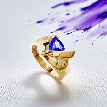 Trillion-Cut Tanzanite Diamond Ring