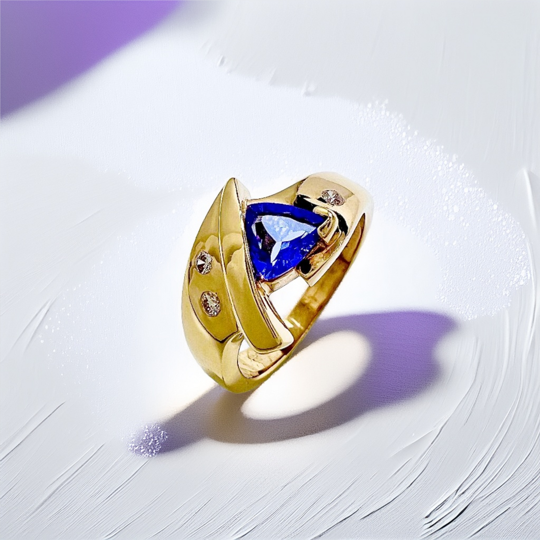 Trillion-Cut Tanzanite Diamond Ring