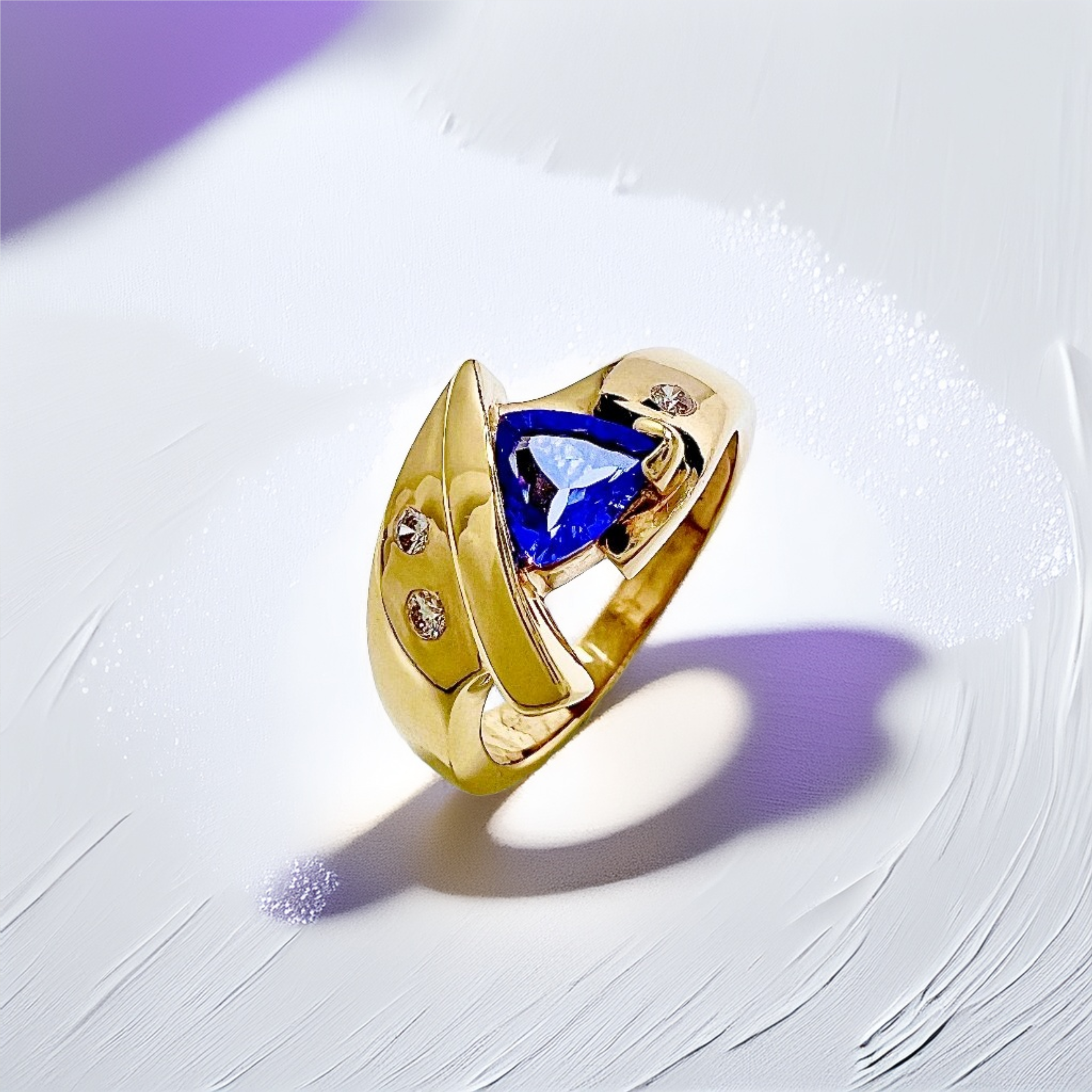 Trillion-Cut Tanzanite Diamond Ring