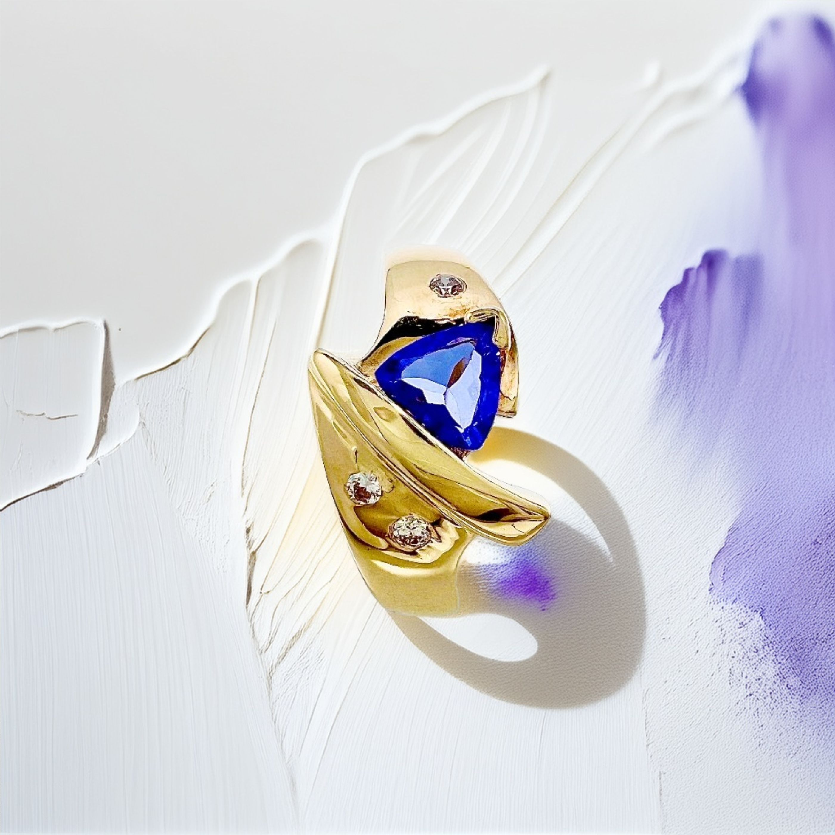 Trillion-Cut Tanzanite Diamond Ring