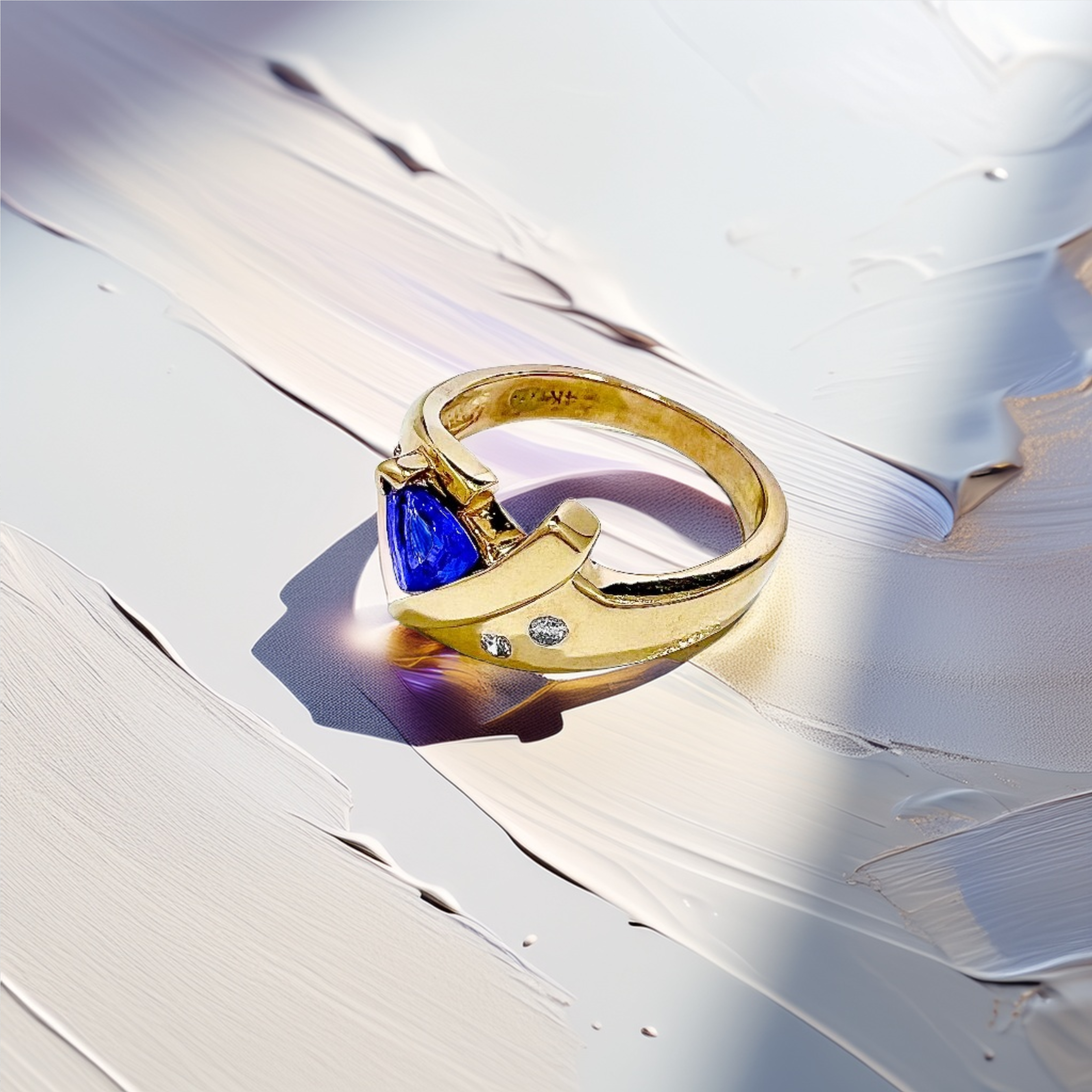 Trillion-Cut Tanzanite Diamond Ring