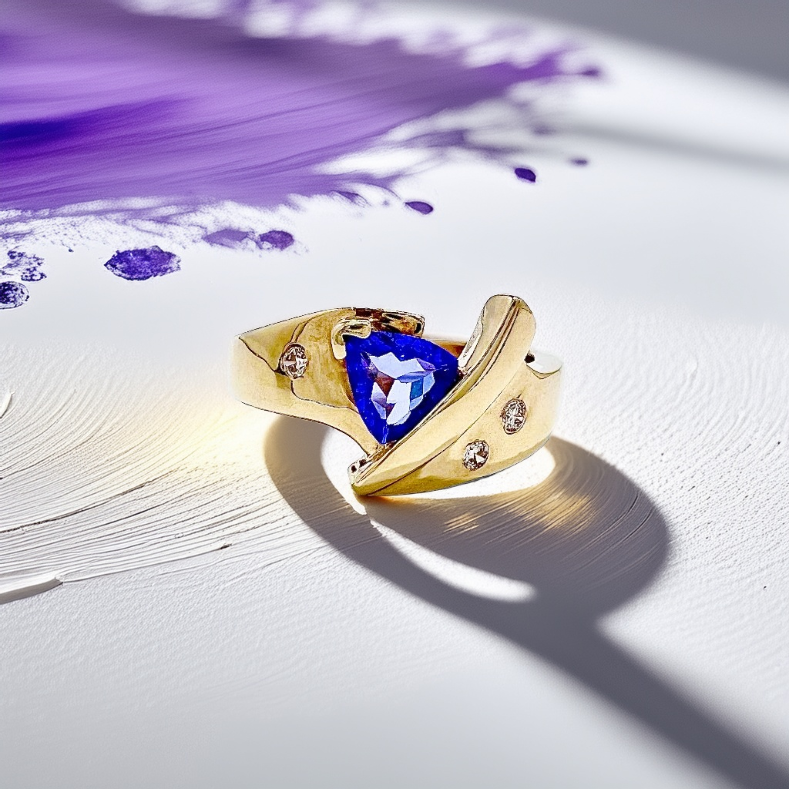 Trillion-Cut Tanzanite Diamond Ring