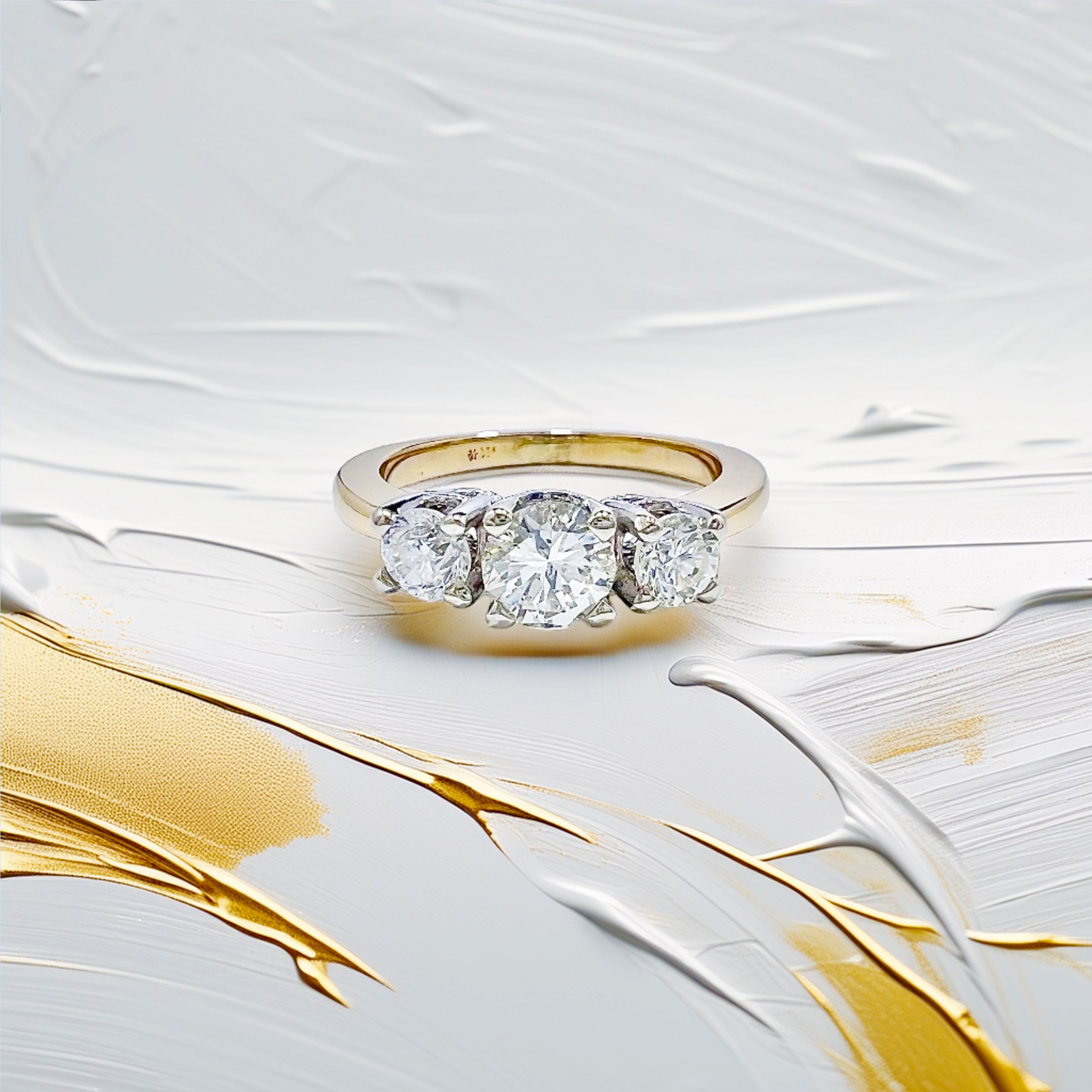 Round Diamond Three-Stone Engagement Ring 0.85tcw