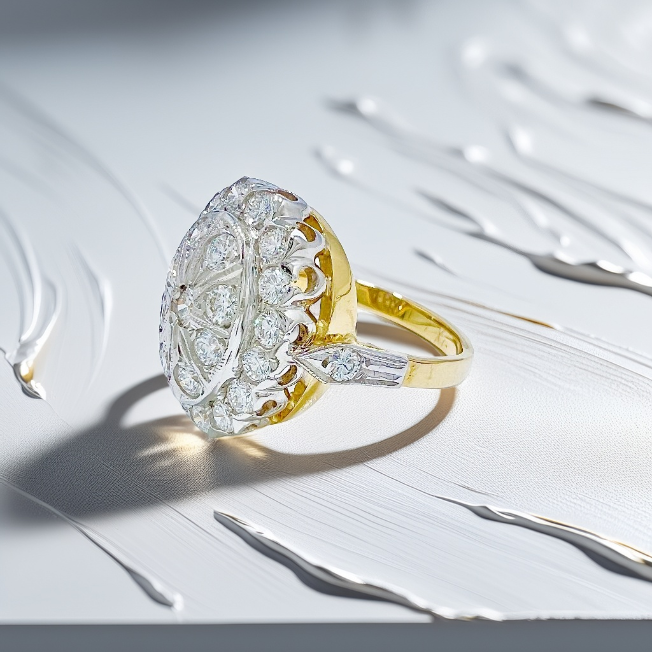 Two-Tone Diamond Vintage Ring 1.00tcw