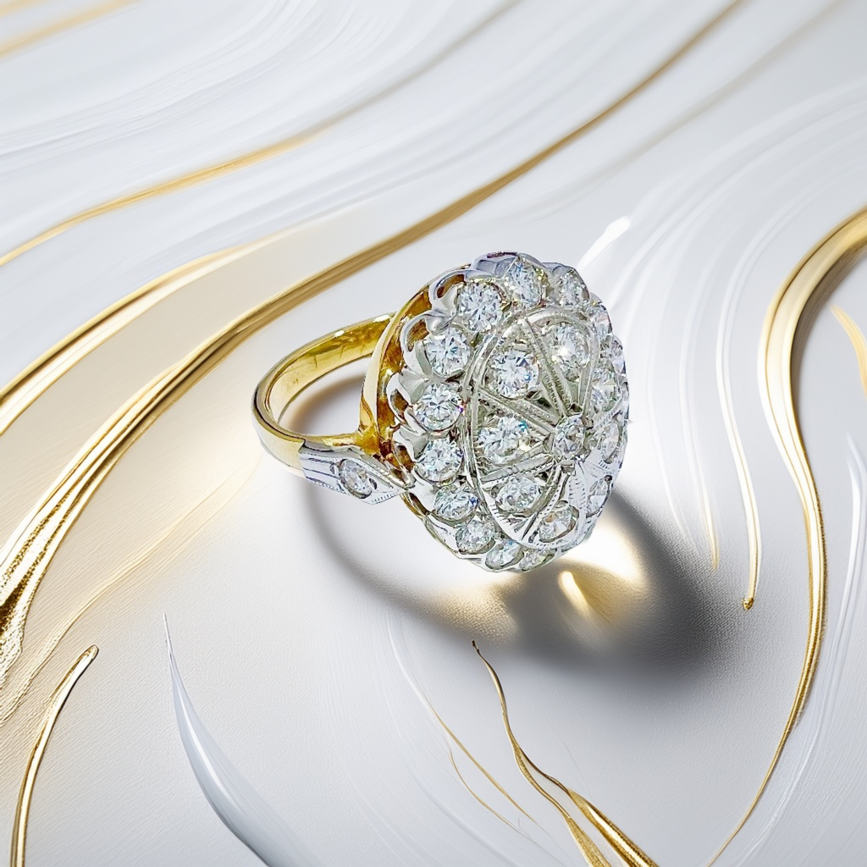 Two-Tone Diamond Vintage Ring 1.00tcw