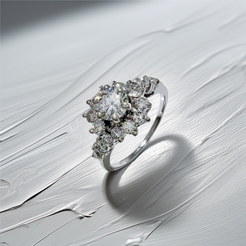 Cluster Diamond Engagement Ring White Gold 1.60tcw