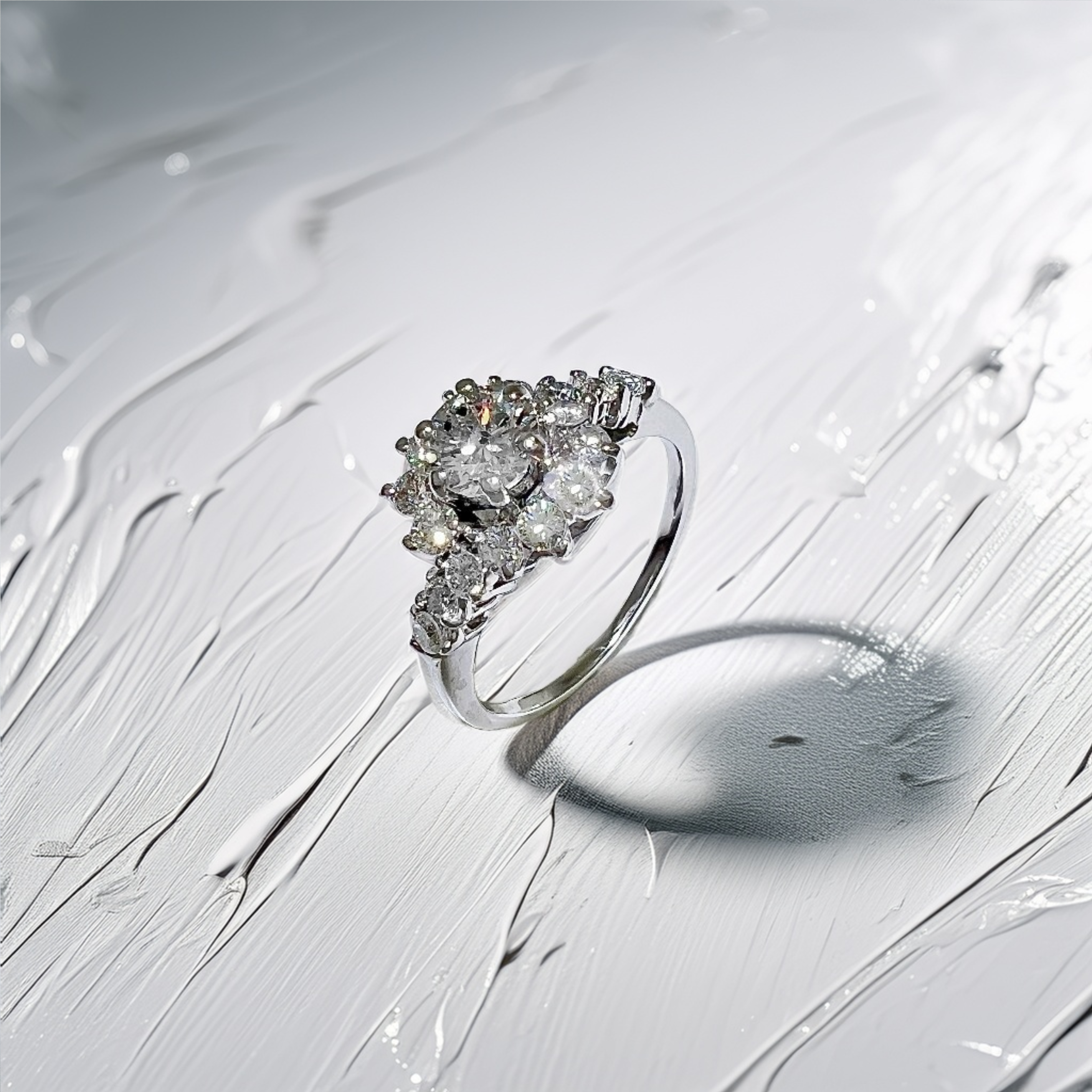 Cluster Diamond Engagement Ring White Gold 1.60tcw