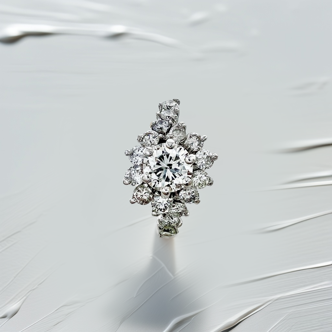 Cluster Diamond Engagement Ring White Gold 1.60tcw