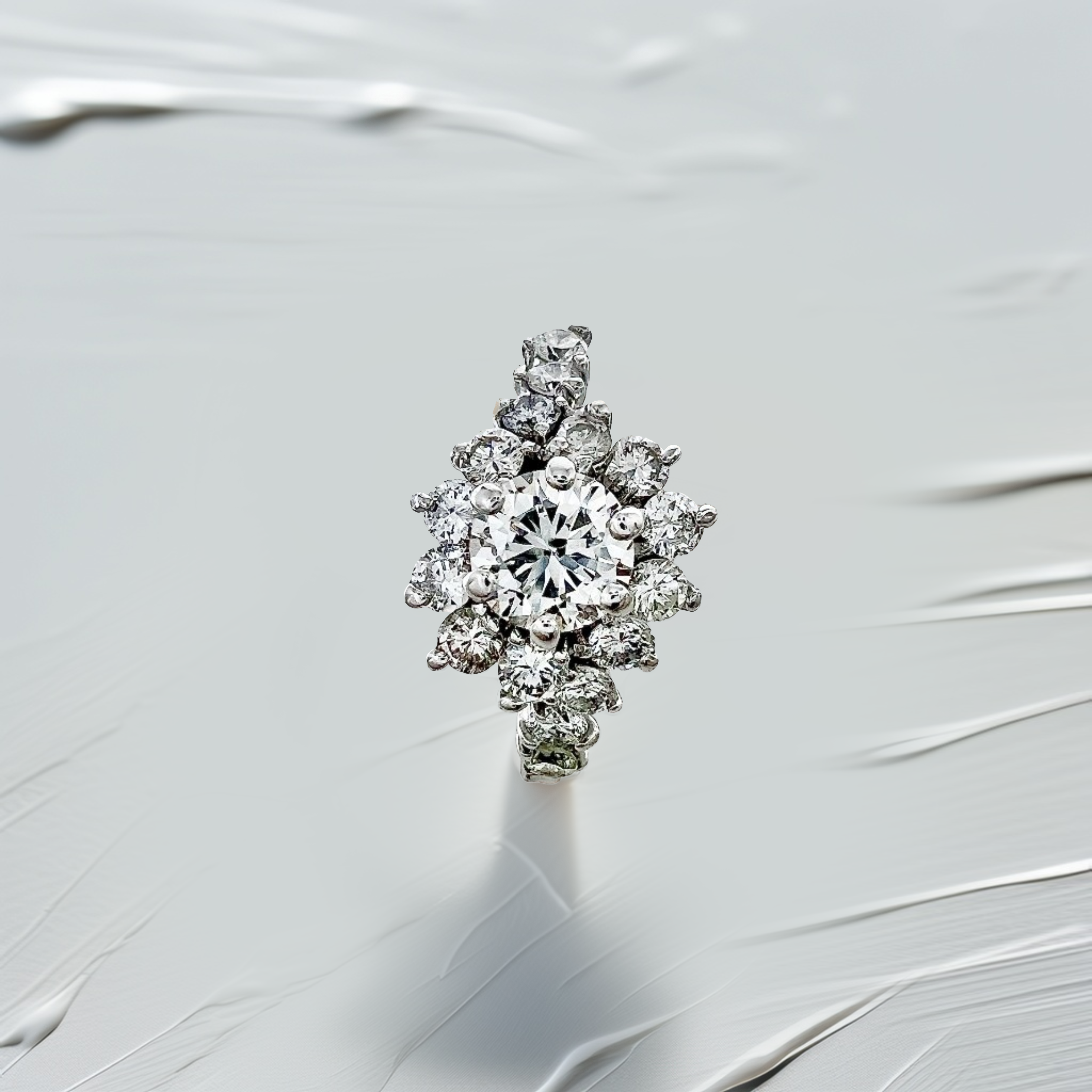 Cluster Diamond Engagement Ring White Gold 1.60tcw