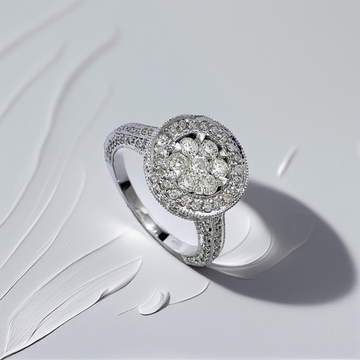 Cluster Halo Diamond Engagement Ring 1.00tcw