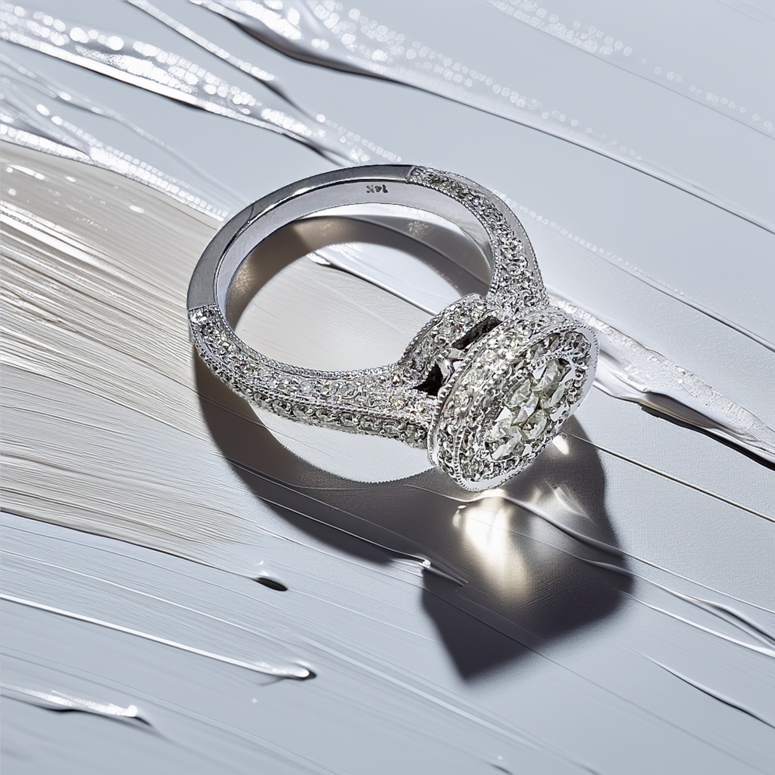 Cluster Halo Diamond Engagement Ring 1.00tcw