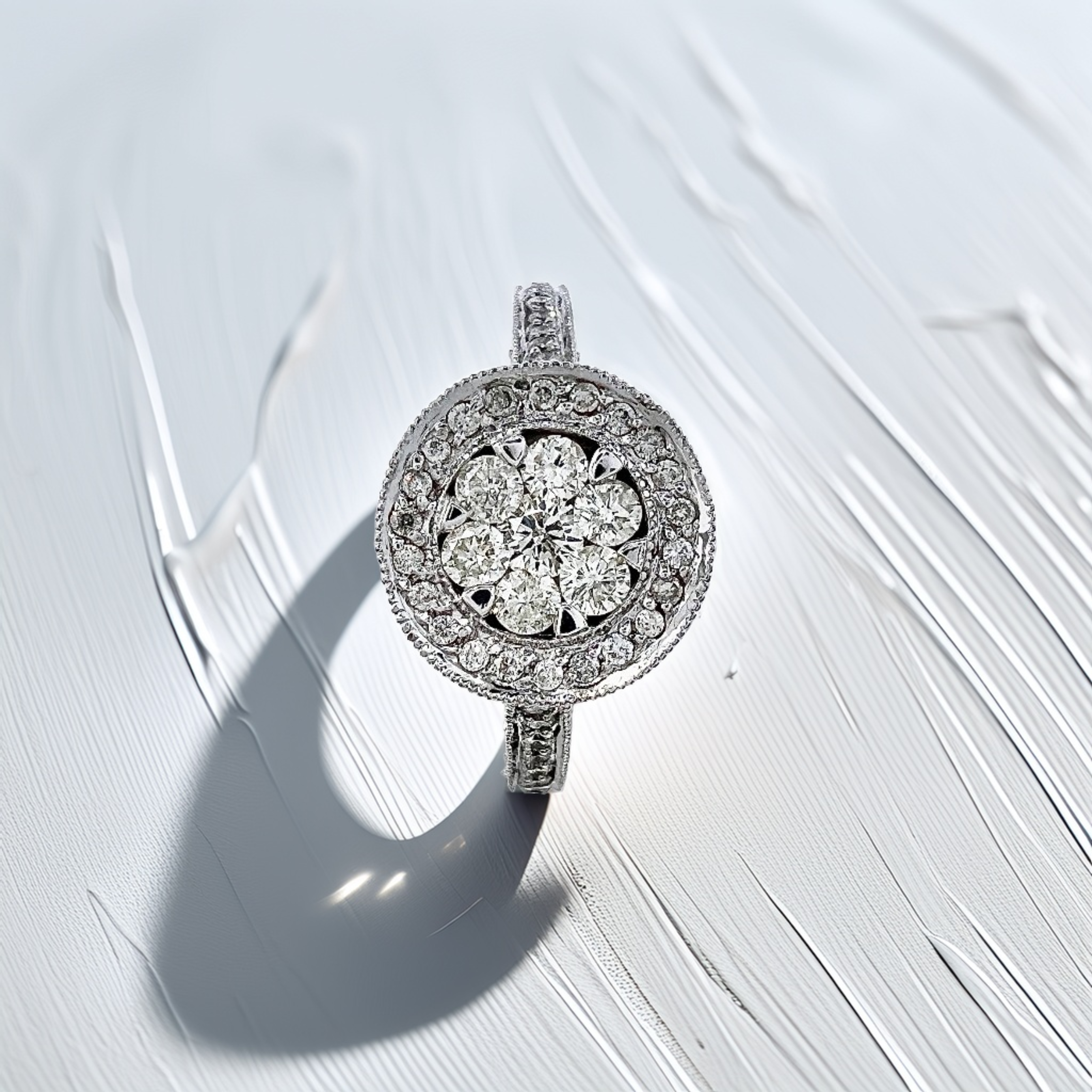 Cluster Halo Diamond Engagement Ring 1.00tcw