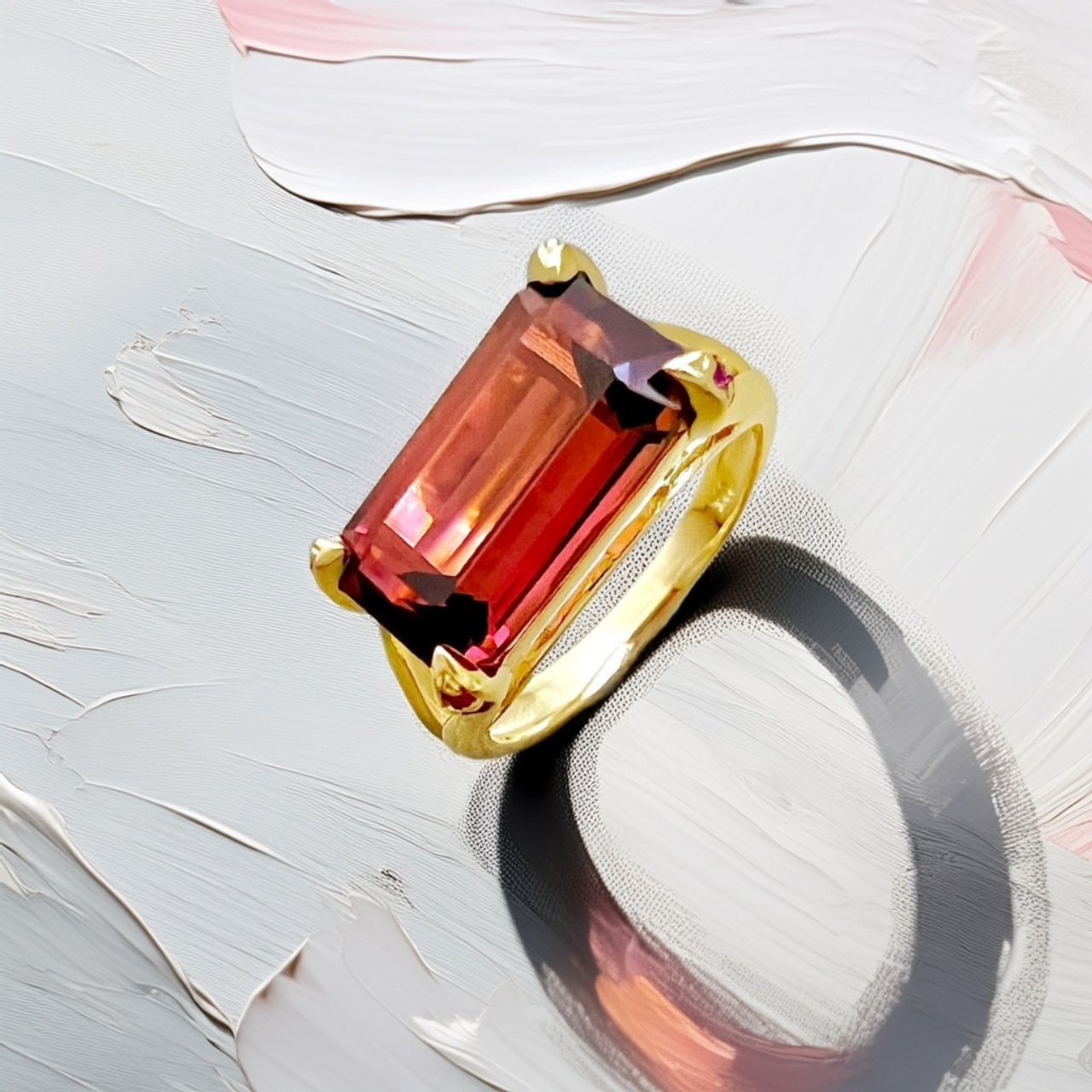 Emerald-Cut Pink Tourmaline Ring 4.28tcw