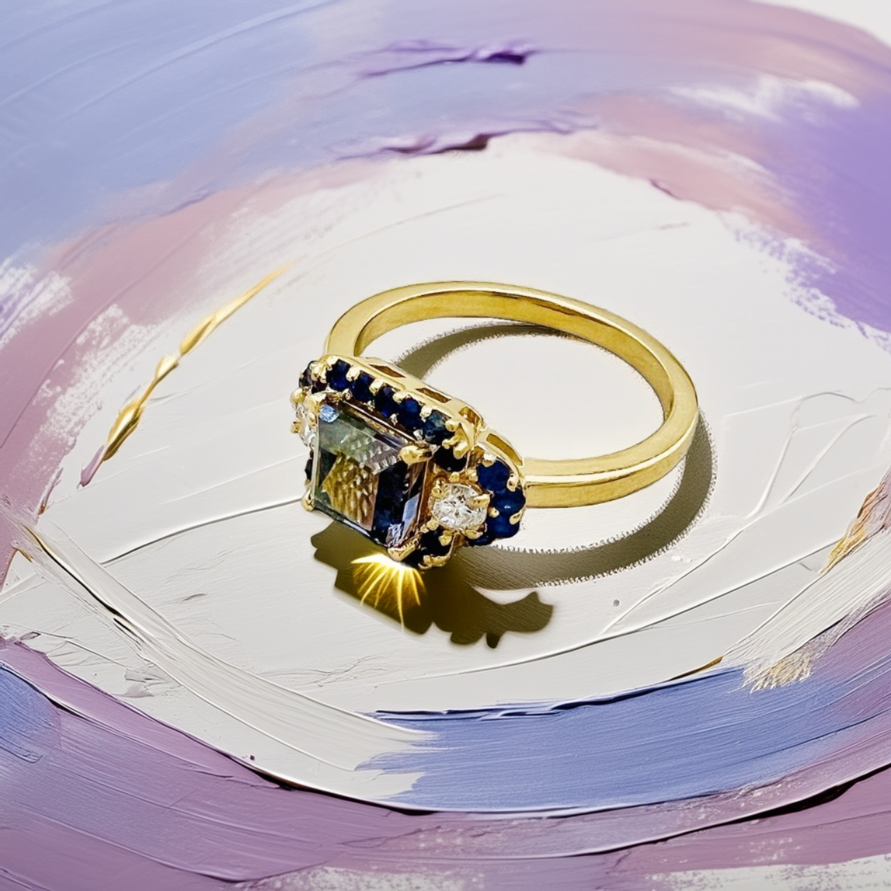 Purple Blue Tourmaline Ring Sapphire