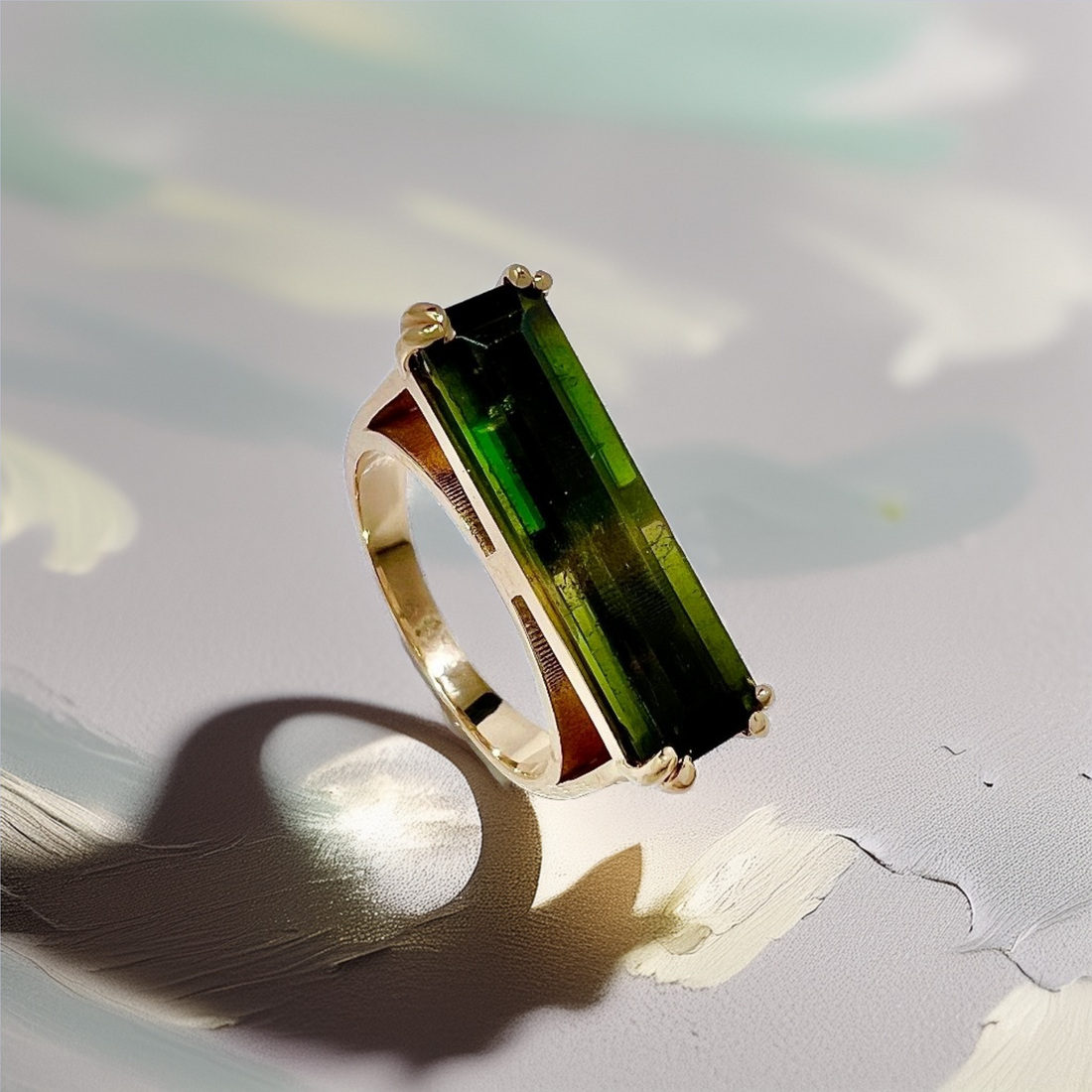 Green-Yellow Tourmaline Ring | Statement Ring